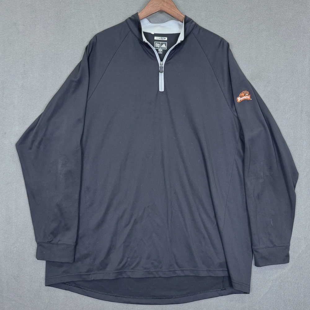 Adidas Quarter Zip Pullover Men XXL Black Oregon State Beavers Climalite Active